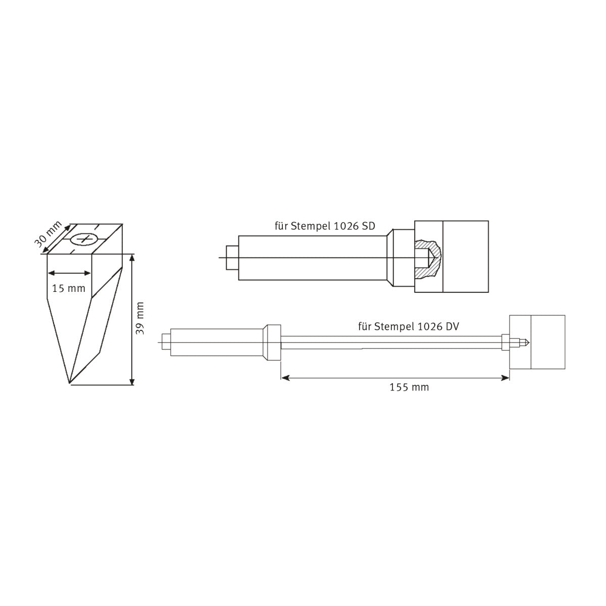 Produktbild von Ersatz-Kohle 30“, gebohrt mit M 10 Gewinde für 1026 DV und 1026 SD