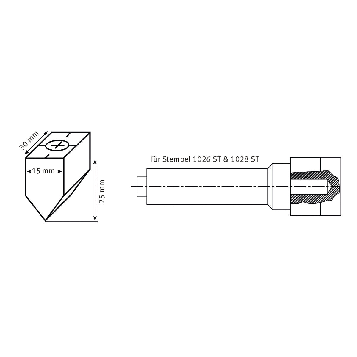 Produktbild von Ersatz-Kohle 60°, gebohrt mit M 10 Gewinde für 1026 ST und 1028 ST