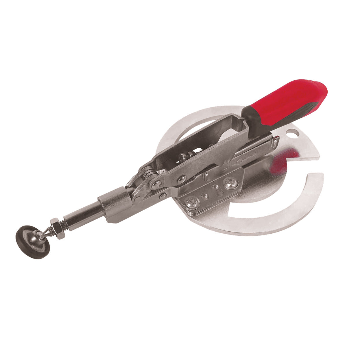 Produktbild von Waagrechtspanner mit runder Adapterplatte, offen Länge 253 mm, Spannbereich 0 - 35 mm