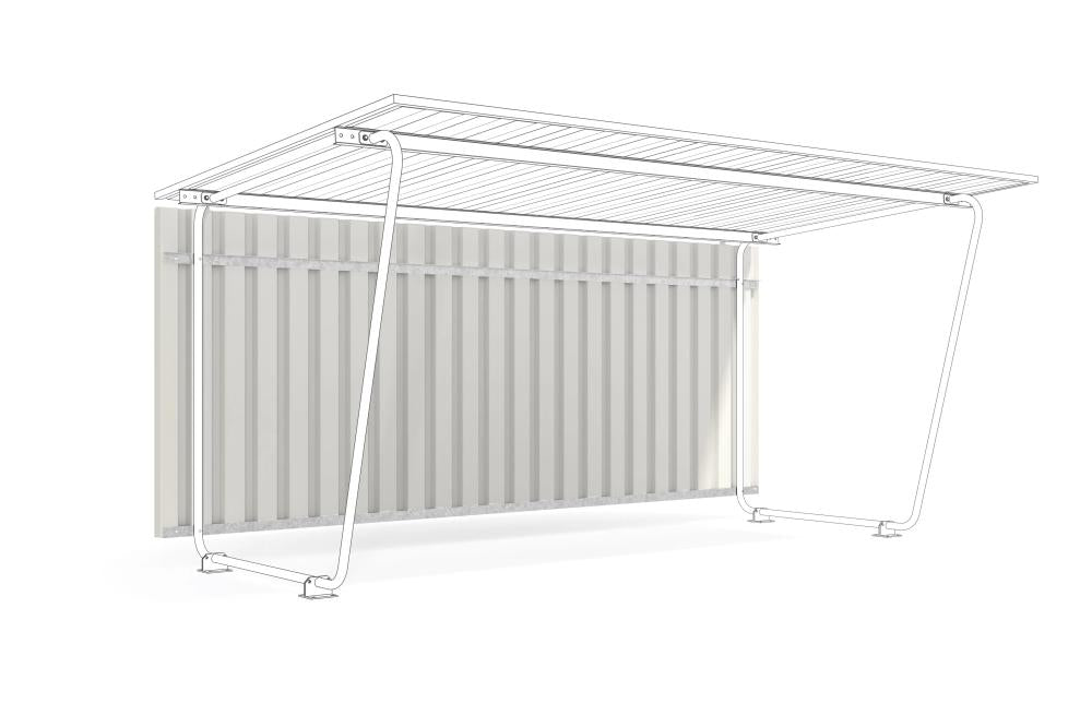 Rückwand Grundfeld aus Polyester RAL 9002 grauweiß für Überdachung Modell Siegen