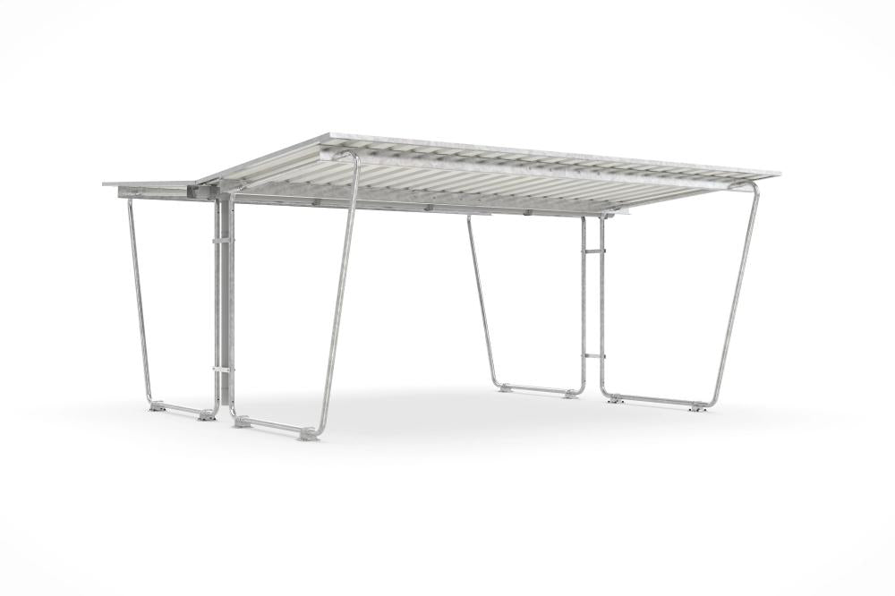 Überdachung Modell Siegen B4300xT4660xH2250 mm RAL 9002 grauweiß Grundfeld zweiseitig