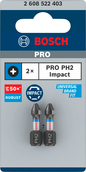 PRO Schrauberbit PH2 25 mm Phillips Impact Bit (2-teilig)