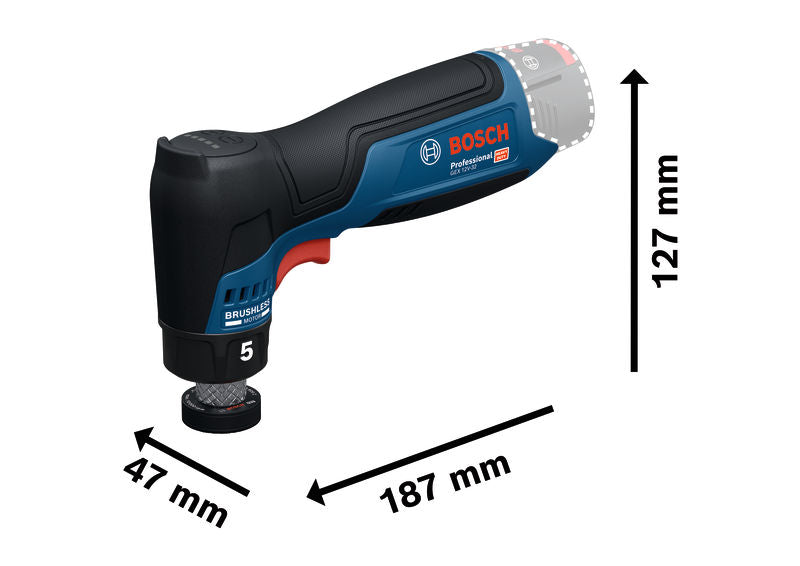 Abmessungen des Akku-Exzenterschleifers GEX 12V-32 von Bosch .
