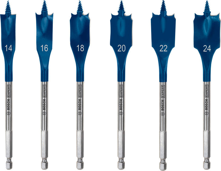 Produktbild Lieferumfang von EXPERT Self Cut Speed Flachfräsbohrer-Set, 14/16/18/20/22/25/24, 6-tlg.