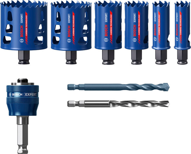Produktbild Lieferumfang von EXPERT Multi Material Power Change Plus-Lochsäge, 22/25/35/51/60/68x60 mm,9-tlg.