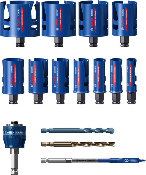 Produktbild Lieferumfang von EXPERT Construction Material Power Change Plus-Lochsägen-Set, 15-tlg.