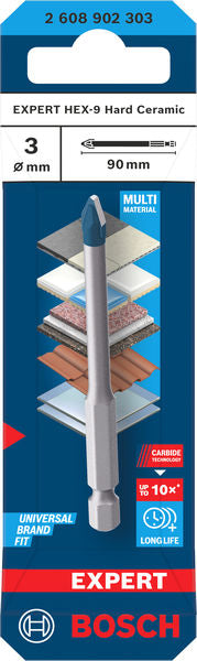 EXPERT Bohrer Ø 3 x 90 mm HEX-9 Hard Ceramic