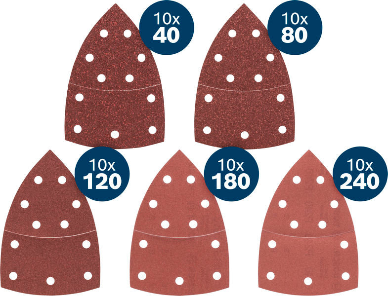 Produktbild Lieferumfang von EXPERT C430 Schleifpapier-Set, K40/80/120/180/240, 102x62,93mm, 50-tlg.