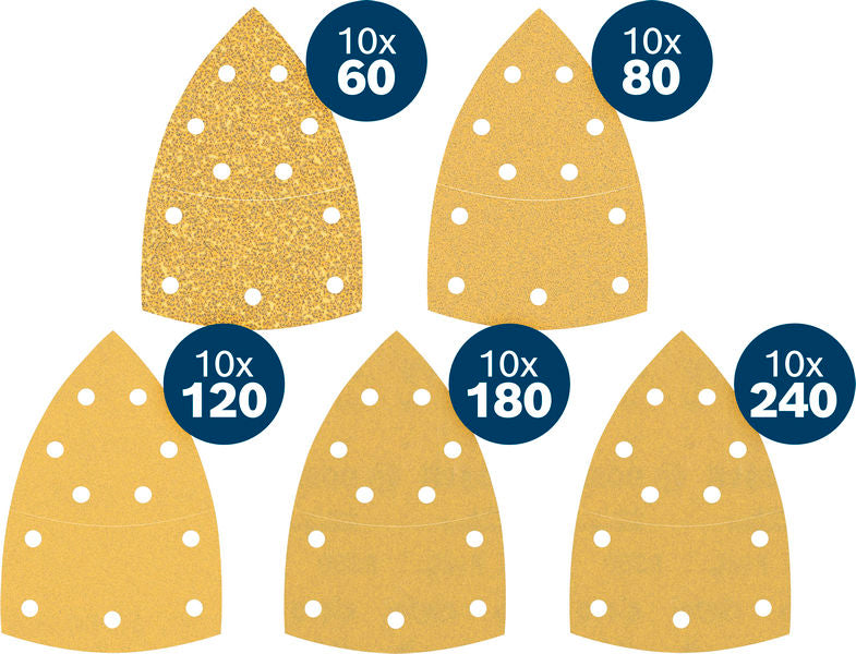 Produktbild Lieferumfang von EXPERT C470 Schleifpapier Set, 102x102mm, K60/80/120/180/240, 50-tlg. Start Pack
