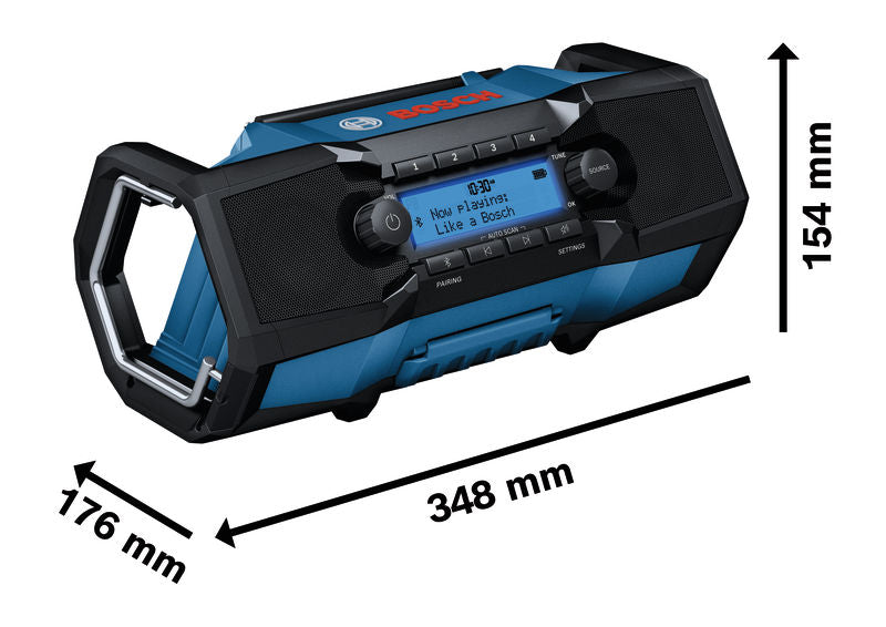 Bosch GPB18V-3SC Radio mit kompakten Abmessungen.