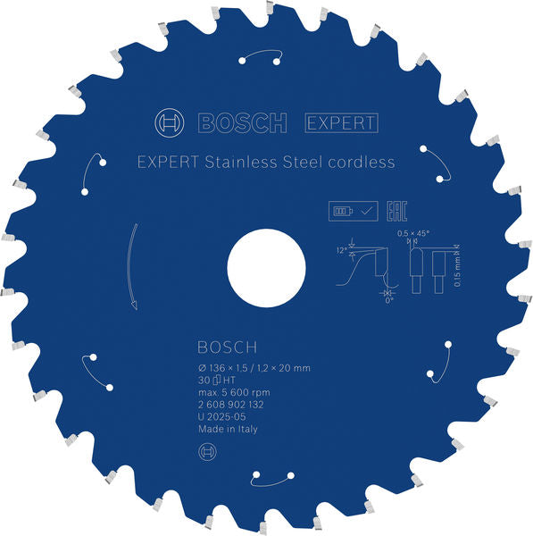 Produktbild von EXPERT Stainless Steel Kreissägeblatt, 136x20 mm, Z30