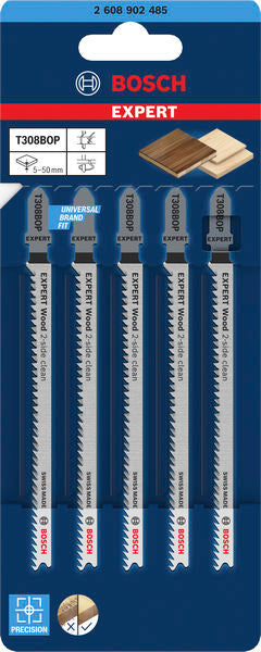 Bosch EXPERT Wood 2-seitig sauberes T308BOP Stichsägeblätter-Paket.