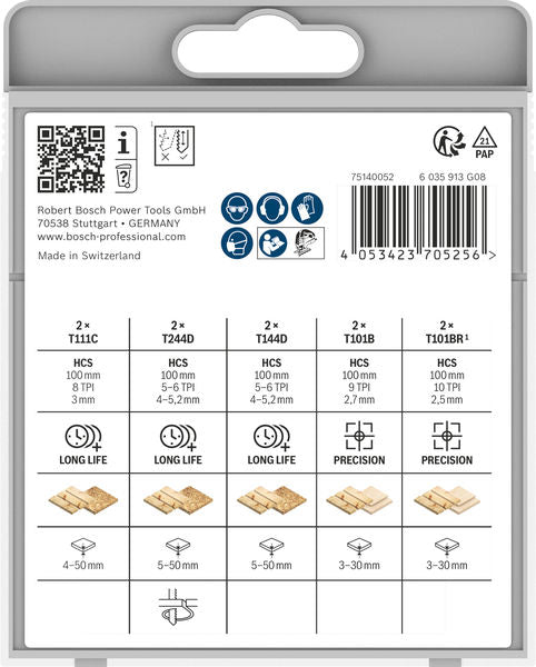 Bosch Stichsägeblatt-Set für Holz, 10-teilig, für präzise Holzschnitte.
