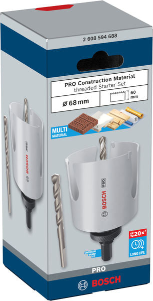 Gewinde-Lochsägen-Set Ø 68 x 60 x 65 mm Construction Material PRO (4 Stück)