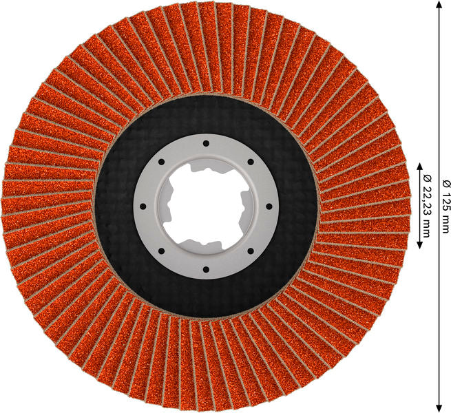 Fächerschleifscheibe 125 mm K120 EXPERT X782 gerade X-Lock GF T27