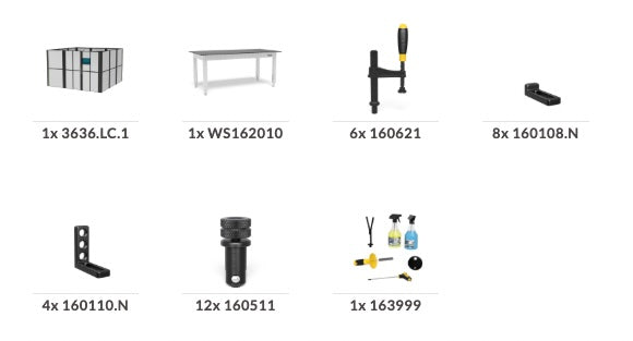 Sonderaktion Laserschweißzelle 3600 x 3600 x 2250 mm inkl. Werkbank Höhenverstellbar und Zubehör