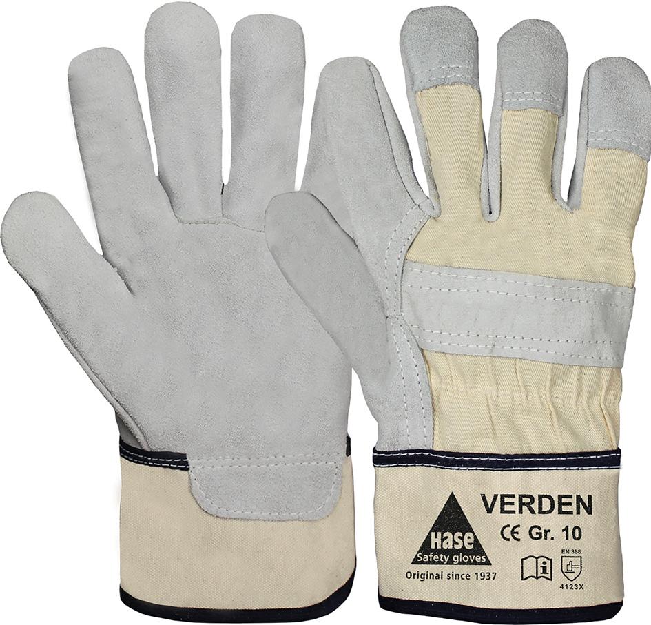 Produktbild von Hase Safety Gloves Handschuhe Verden Spaltleder Größe 10 grau MW (12 Paar) 211400 VERDEN 4018949114104