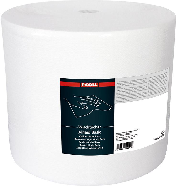 Produktbild von E-COLL Wischtuch Airlaid Basic 500 Blatt 30x38mm weiß 4270604500 4317784546034
