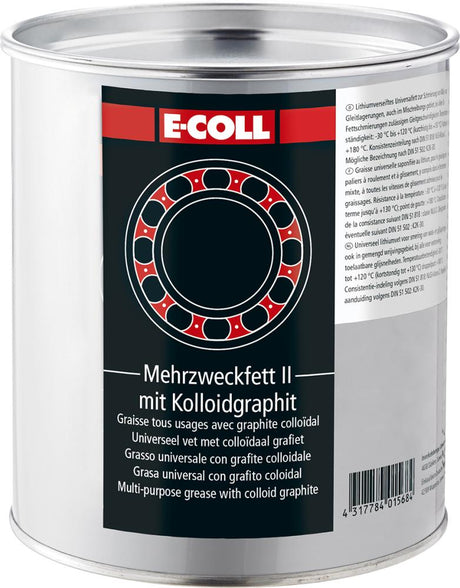 Produktbild von E-COLL Mehrzweckfett II graphit 1kg Dose bleifrei (10 Dosen) 4270602552 4317784015684