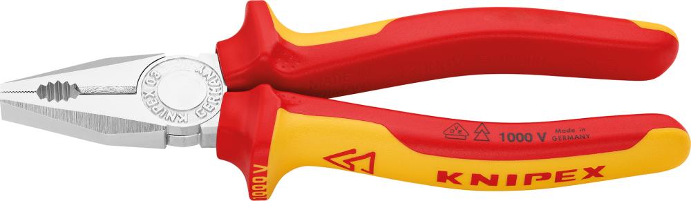 Produktbild von KNIPEX Kombinationszange VDE mit Mehrkomponenten-Griff 180mm 03 06 180 4003773021926
