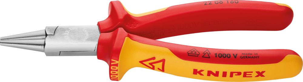 Produktbild von KNIPEX Rundzange VDE mit Mehrkomponenten-Griff 160mm 22 06 160 4003773033790
