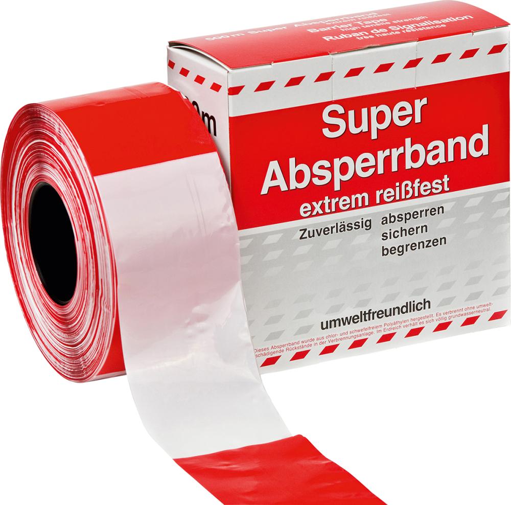Produktbild von KELMAPLAST Absperrband 100 m-Rolle rot/weiß geblockt 4248704204 4022153011111