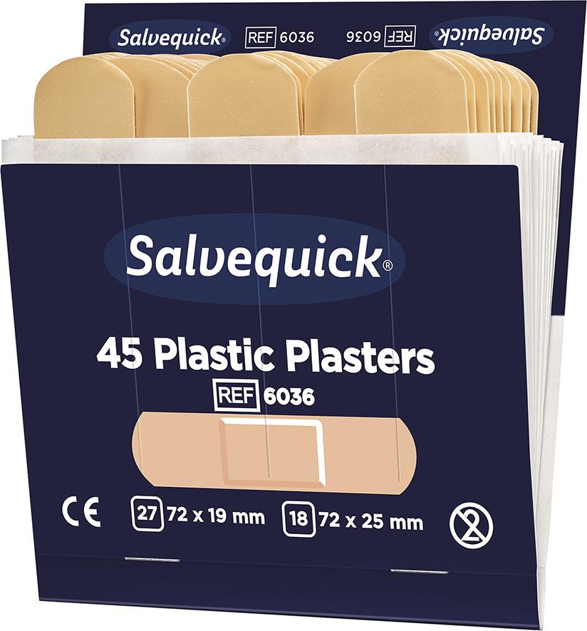 Produktbild von Salvequick Salvequick Nachfüllpackungen 6x45 Pflaster wasserabweisend 6036 7310610060367