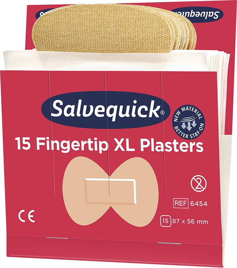 Produktbild von Salvequick Salvequick Nachfüllpackungen 6x15 Pflaster Fingerspitzen extra groß 6454 7310610064549