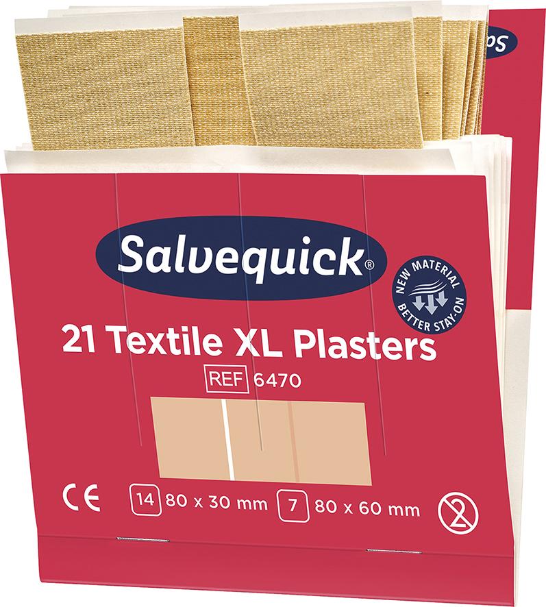 Produktbild von Salvequick Salvequick Nachfüllpackungen 6x21 Pflaster Textil extra groß 6470 7310610064709