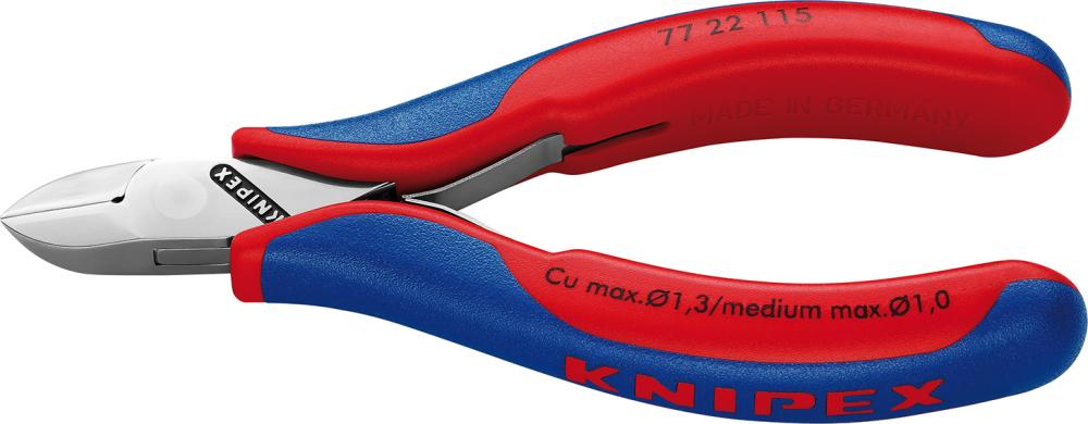 Produktbild von KNIPEX Seitenschneider Elektronik Rundkopf ohne Fase 115mm 77 22 115 4003773043782