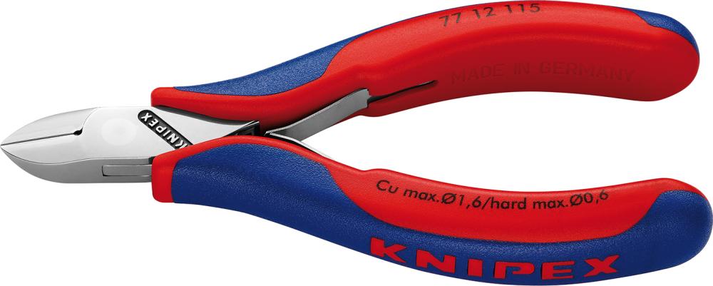 Produktbild von KNIPEX Seitenschneider Elektronik Rundkopf mit Fase 115mm 77 12 115 4003773043768