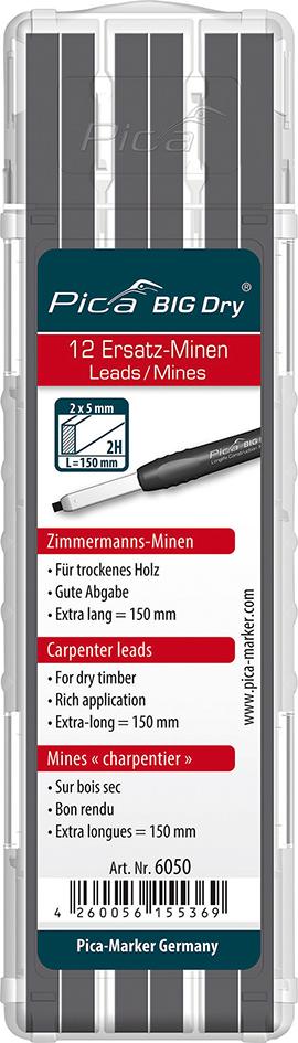Produktbild von Pica Minen-Set für Zimmermanns-Bleistift BIG Dry Zimmermann Graphit 2H 6050 4260056155369