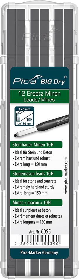 Produktbild von Pica Minen-Set für Zimmermanns-Bleistift BIG Dry Steinhauer Graphit 10H 6055 4260056155390