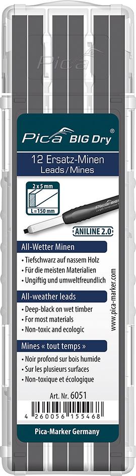 Produktbild von Pica Minen-Set für Zimmermanns-Bleistift BIG Dry Aniline 2.0 Graphit 6051 4260056155468