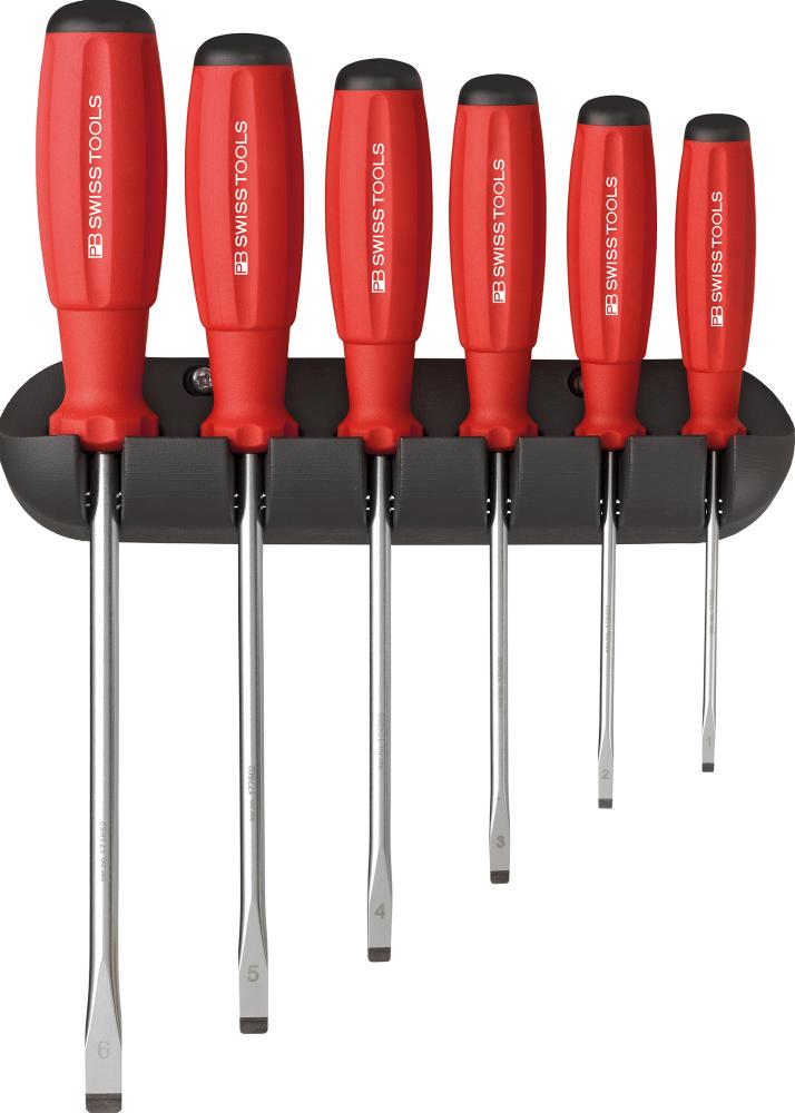 Produktbild von Swiss Tools Schraubendreher-Satz 6-teilig Schlitz im Wandhalter SwissGrip PB 8240 7610733078684