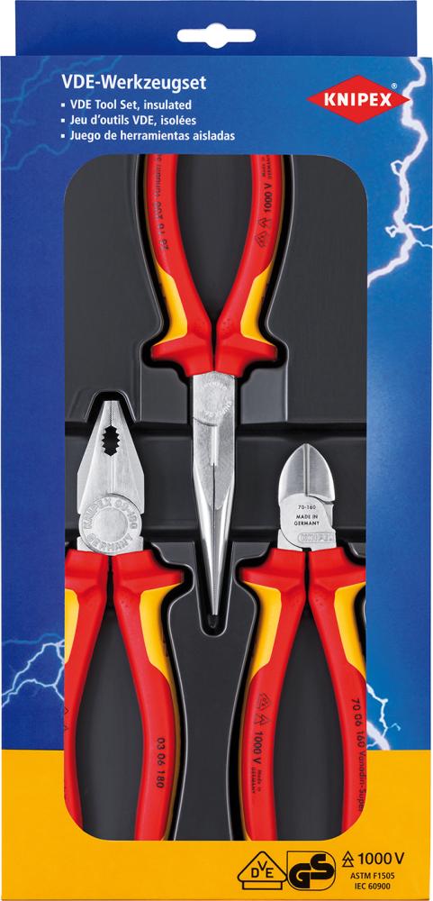 Produktbild von KNIPEX Zangen-Satz Sicherheit VDE 3-teilig 00 20 12 4003773012412