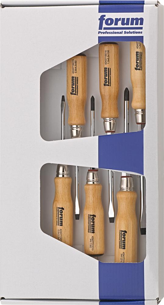 Produktbild von FORUM Schraubendreher-Satz Holz 6-teilig Schlitz/PH 4242727010 4317784850605