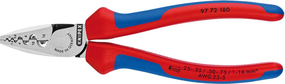 Produktbild von KNIPEX Aderendhülsenzange mit Mehrkomponenten-Griff 180mm qmm 97 72 180 4003773060185