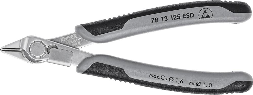 Produktbild von KNIPEX Seitenschneider Elektronik ESD V2A mit Drahtklemme 125mm 78 13 125 ESD 4003773025153