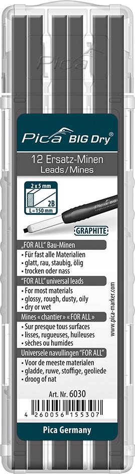 Produktbild von Pica Minen-Set für Zimmermanns-Bleistift BIG Dry FORALL Bau Bau Graphit 6030 4260056155307