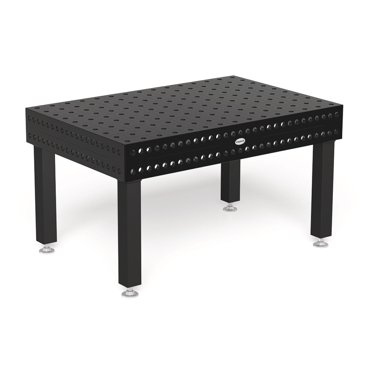 Produktansicht von Siegmund Schweißtisch 1500 x 1000 x 200 mm Professional 750 System 28 Plasmanitriert Höhe 750 mm mit Bodenverankerung