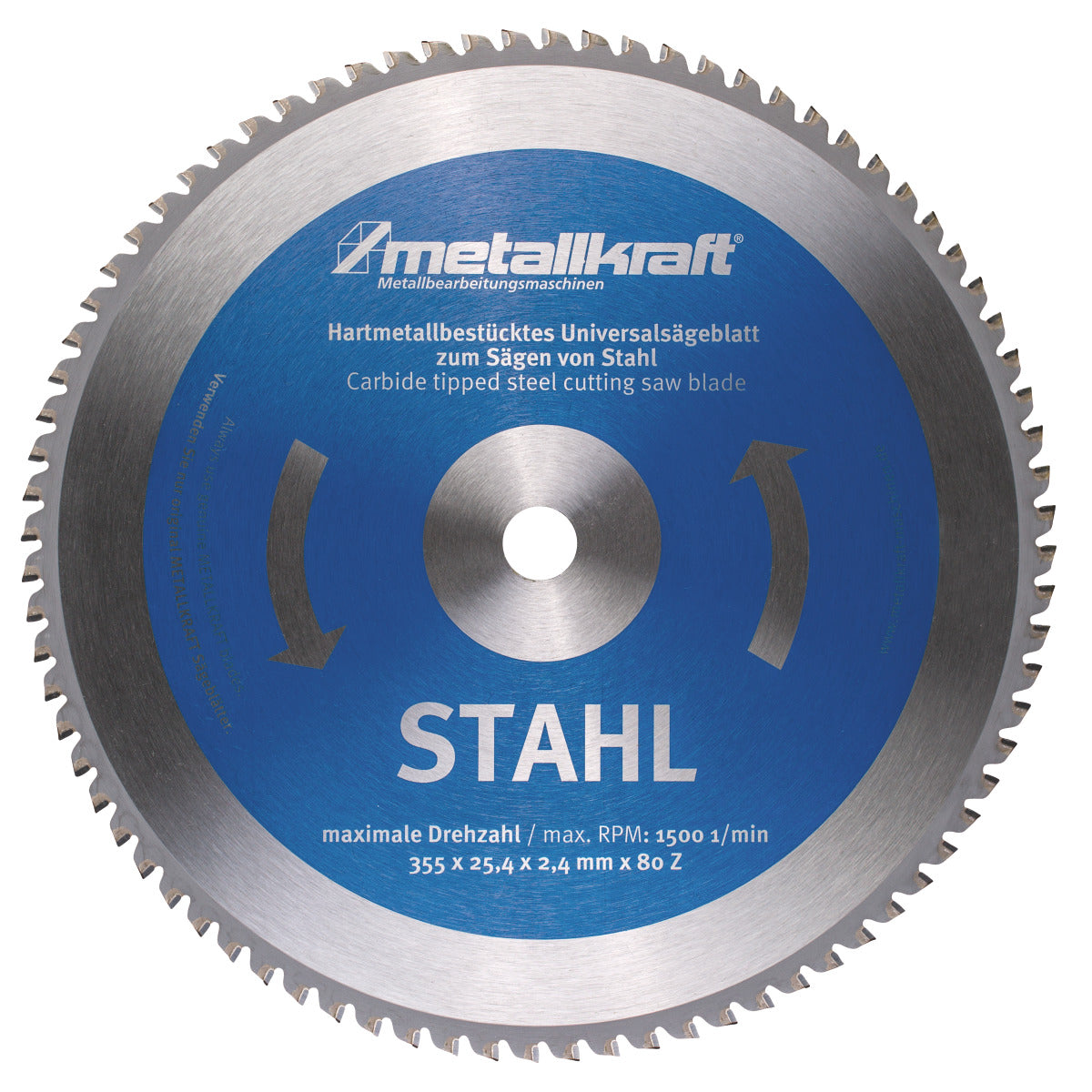 Produktbild von Metallkraft Sägeblatt für Stahl Ø 355 x 2,4 x 25,4 mm Z80 3853504 4036351031598