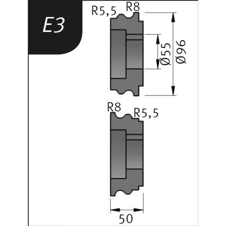 Produktbild von Metallkraft Biegerollensatz Typ E3, Ø 96 x 55 x 50 mm, R 5,5+8 / 8+5,5 mm 3880713 4036351159605