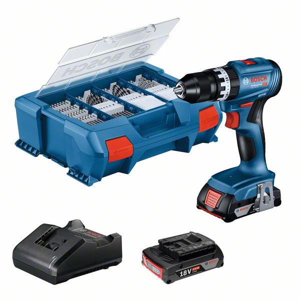 Produktbild von BOSCH Akku-Schlagbohrschrauber GSB 18V-45, 2 x Akku GBA 18V 3.0Ah, L-Case Pick&Clic 06019K3306 4059952635705