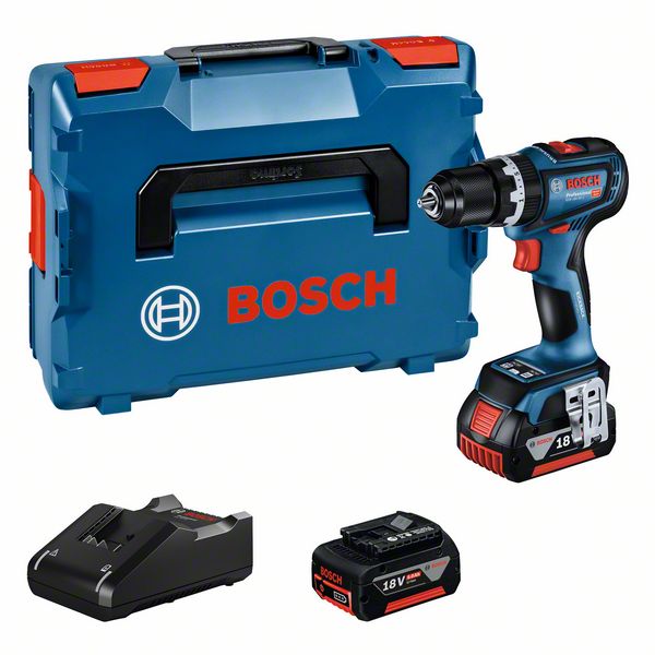 Produktbild von BOSCH Akku-Schlagbohrschrauber GSB 18V-90 C, 2 Akku GBA 18V 5.0Ah, Ladegerät und L- 06019K6106 4059952617350