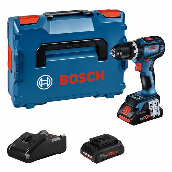Produktbild von BOSCH Akku-Schlagbohrschrauber GSB 18V-90 C, 2 Akku ProCORE18V 4.0Ah, Ladegerät und 06019K6105 4059952617343