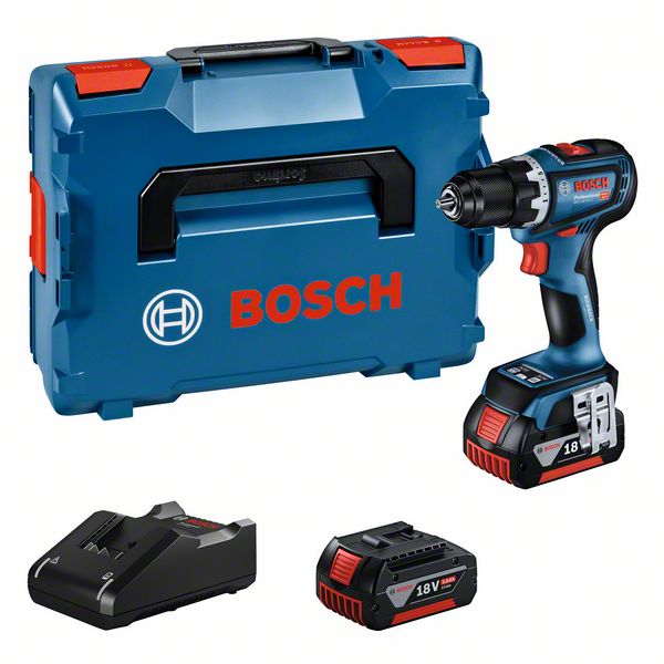 Produktbild von BOSCH Akku-Bohrschrauber GSR 18V-90 C, 2 Akku GBA 18V 5.0Ah, Ladegerät und L-BOXX 06019K6006 4059952617251