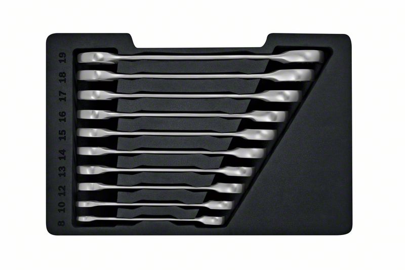 Produktbild von BOSCH Ring-Maulschlüssel PRO SpannerSET satin, 10-teilig 1600A02AU0 4059952640587