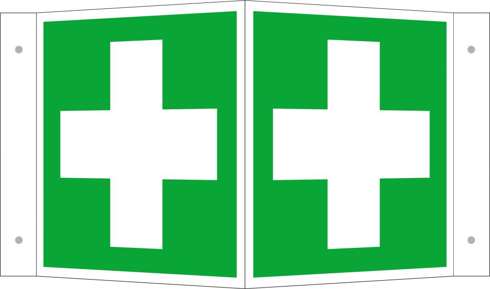 Produktbild von SafetyMarking Hinweisschild Aluminium B200xH200 mm Winkel Erste Hilfe lang nachleuc 4367067600 4044589004659