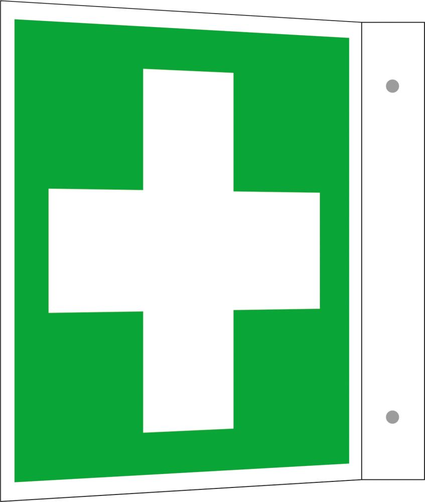 Produktbild von SafetyMarking Hinweisschild Aluminium B200xH200 mm Fahne Erste Hilfe lang nachleuch 4367067605 4044589004680